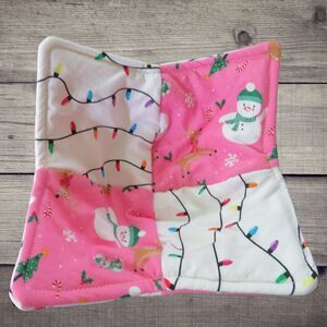 Microwave Bowl Cozy, Patchwork Christmas Snowmen and Lights, Soup Bowl Cozy